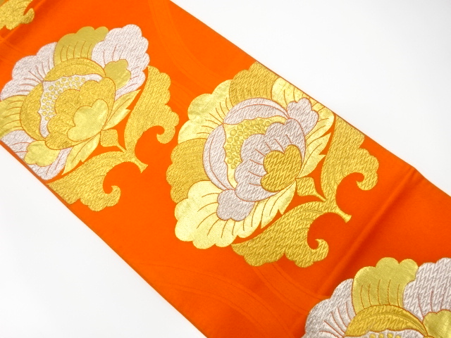 JAPANESE KIMONO / ANTIQUE FUKURO OBI / SILK / WOVEN FLOWER